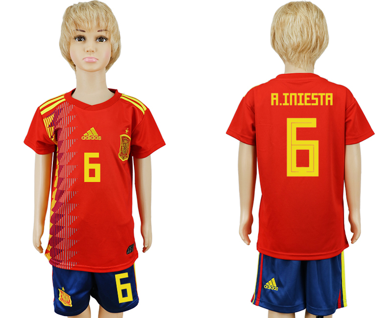 2018 maillot pour enfants SPAIN CHIRLDREN #6 A.INIESTA
